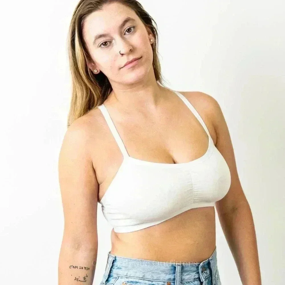 White Frilly Lace Racerback Bralette - Picture 4 of 4